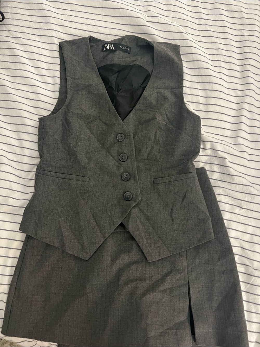 Zara Charcoal Gray Mini Skort and Vest